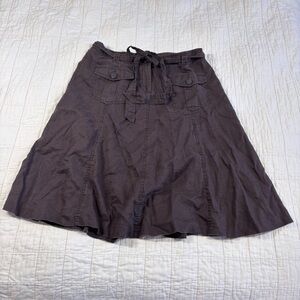 J. Crew Womens 8 Midi A-line Skirt Lightweight Bohemian Brown Pockets Breathable